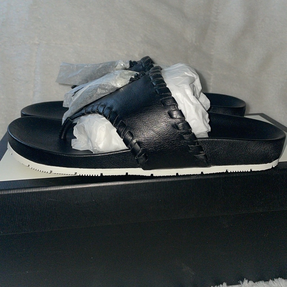 NWT J/SLIDES NIGEL Black Leather Tassel Sandal - Picture 7 of 11